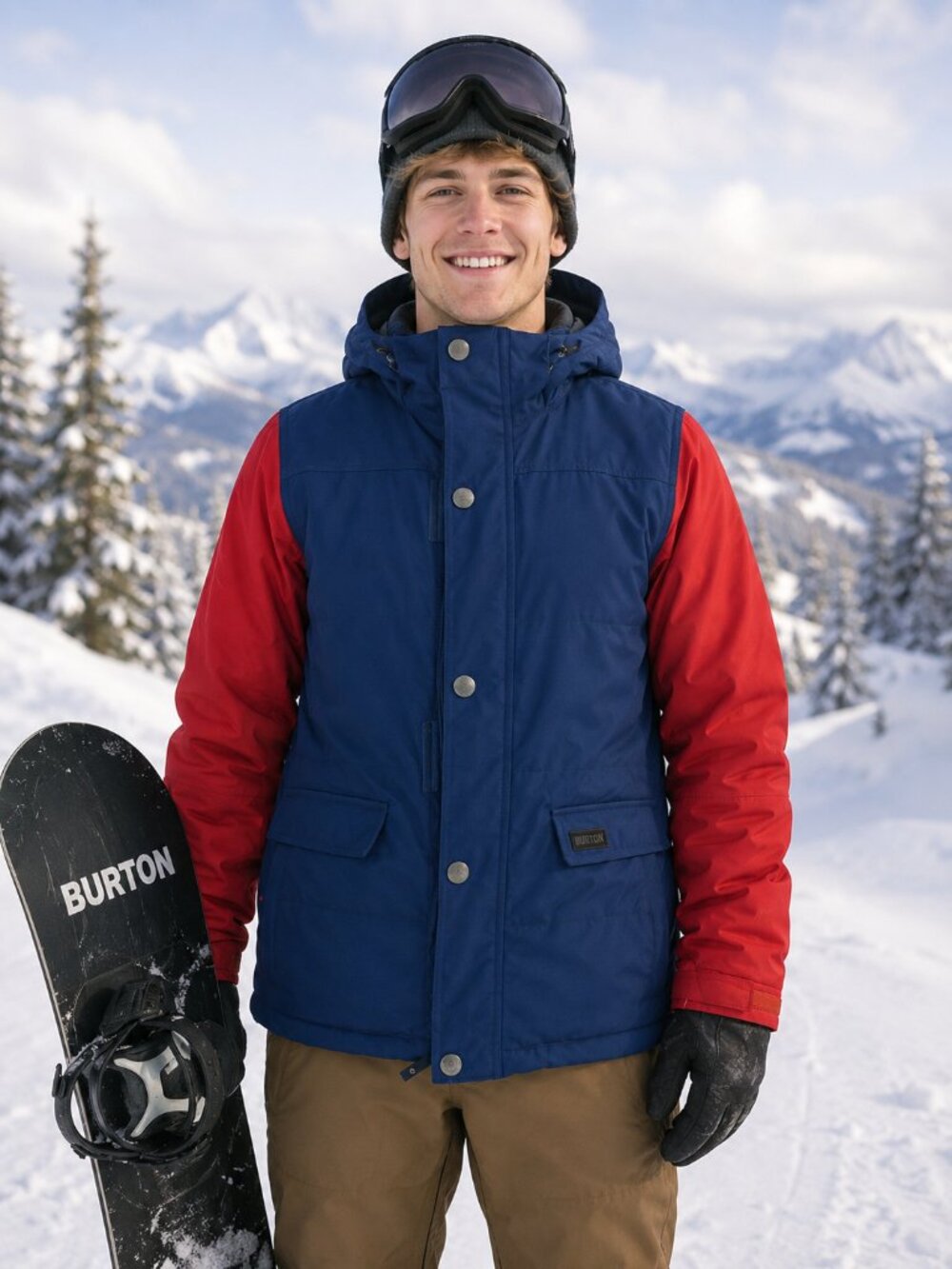 Burton White Collection Snowboarding Jacket Coat Medium Red Blue TWC Shackleton